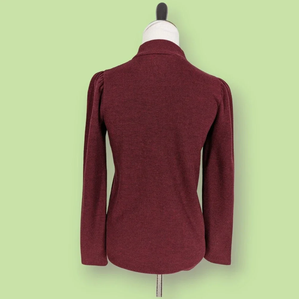 Madewell Women's Plush Mockneck‎ Puff-Sleeve Top XS Nb512
